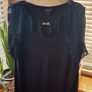 Ruffle Sleeve Blouse with Gold Bar